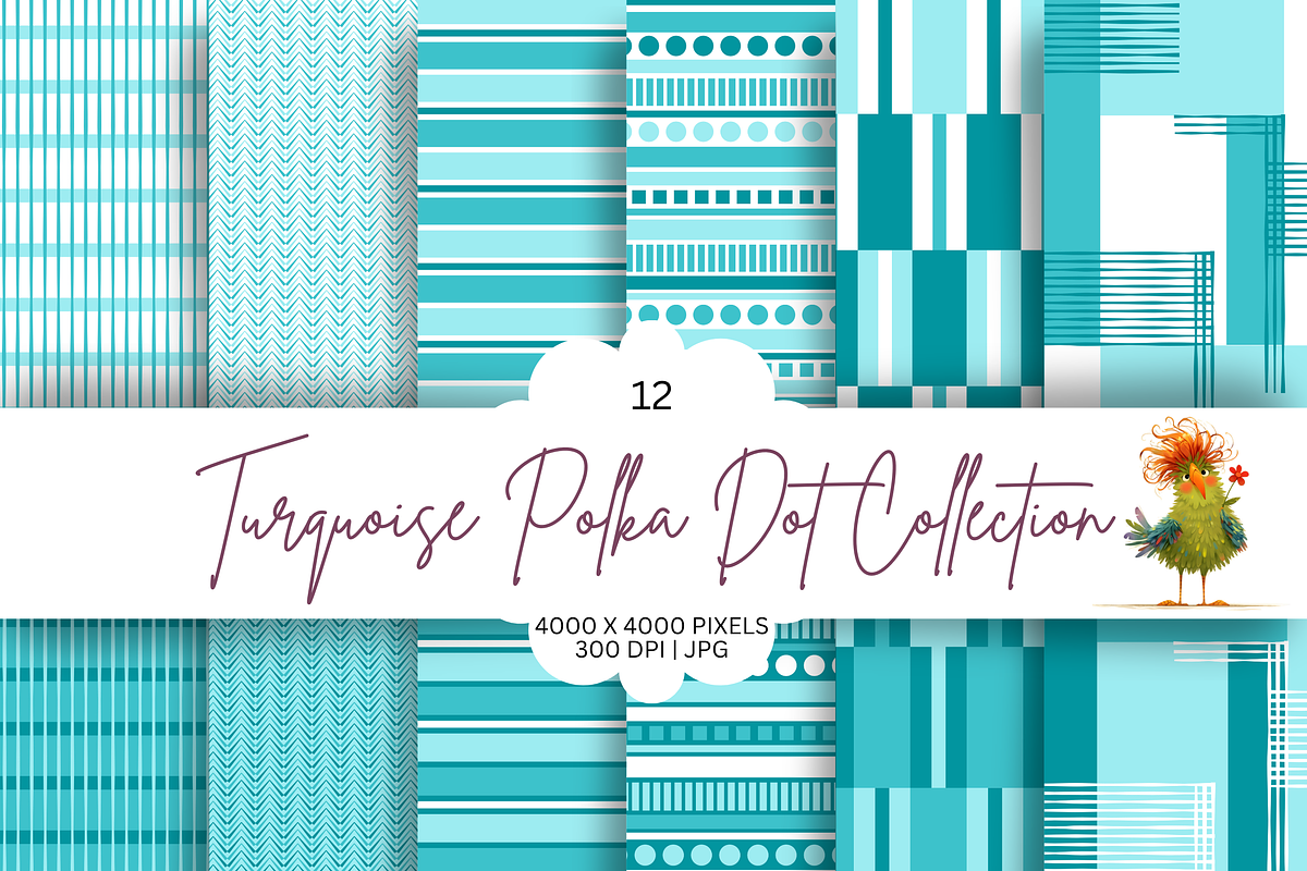 Turquoise Stripe Seamless Design Set, a Pattern Graphic by Earley Bird Design Studio (Photo 1 of 8)