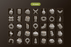 Ceramic Vases 3D Icons