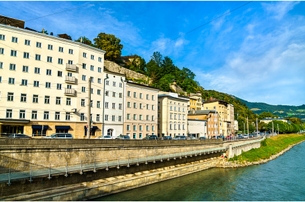 The Salzach river in Salzburg, an Architecture Photo by Leonid Andronov