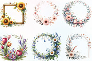 Watercolor Floral Frame Clipart, an Illustration by CraftArtStudio (Thumbnail 2 of 6)