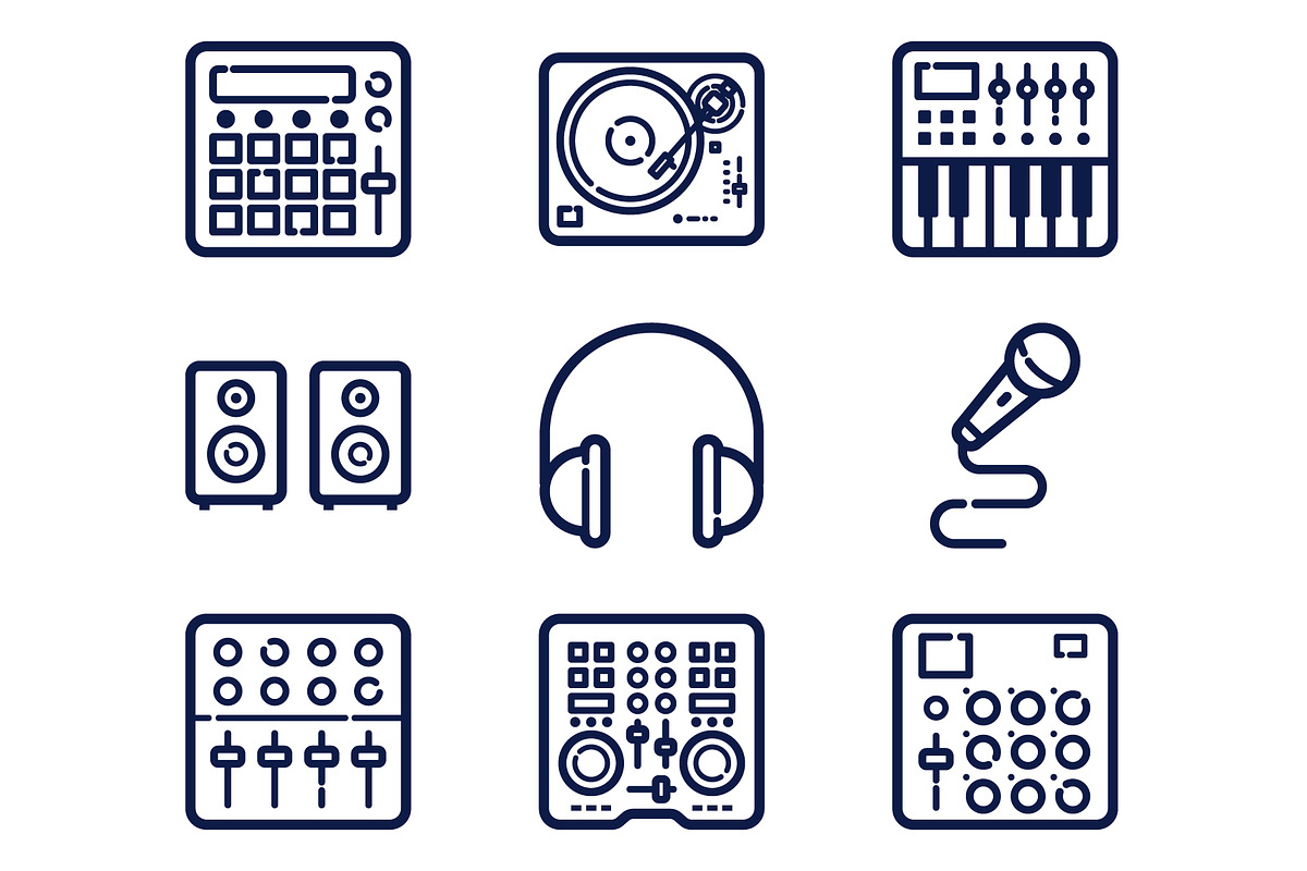 9 Music Production Icons, a Graphic by maxim.kulikov