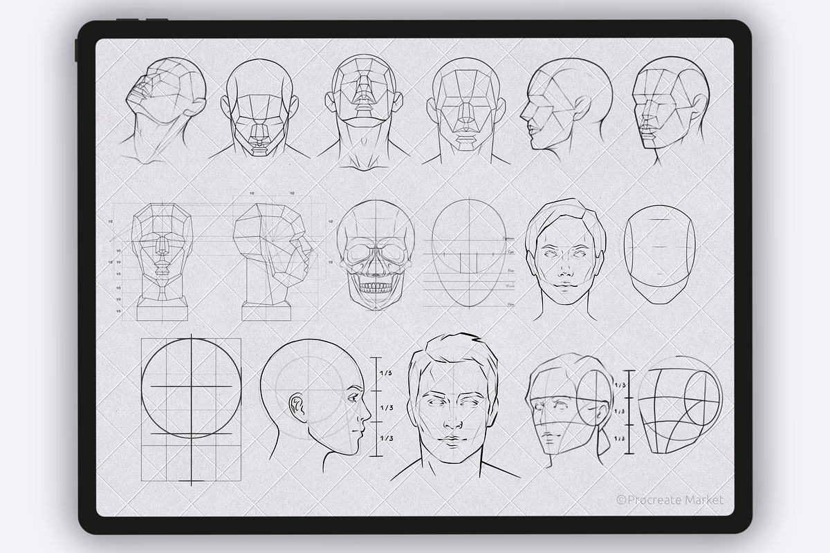 30 Guide Stamp Brushes Procreate, a Brush Add-On by Procreate Market (Photo 3 of 4)