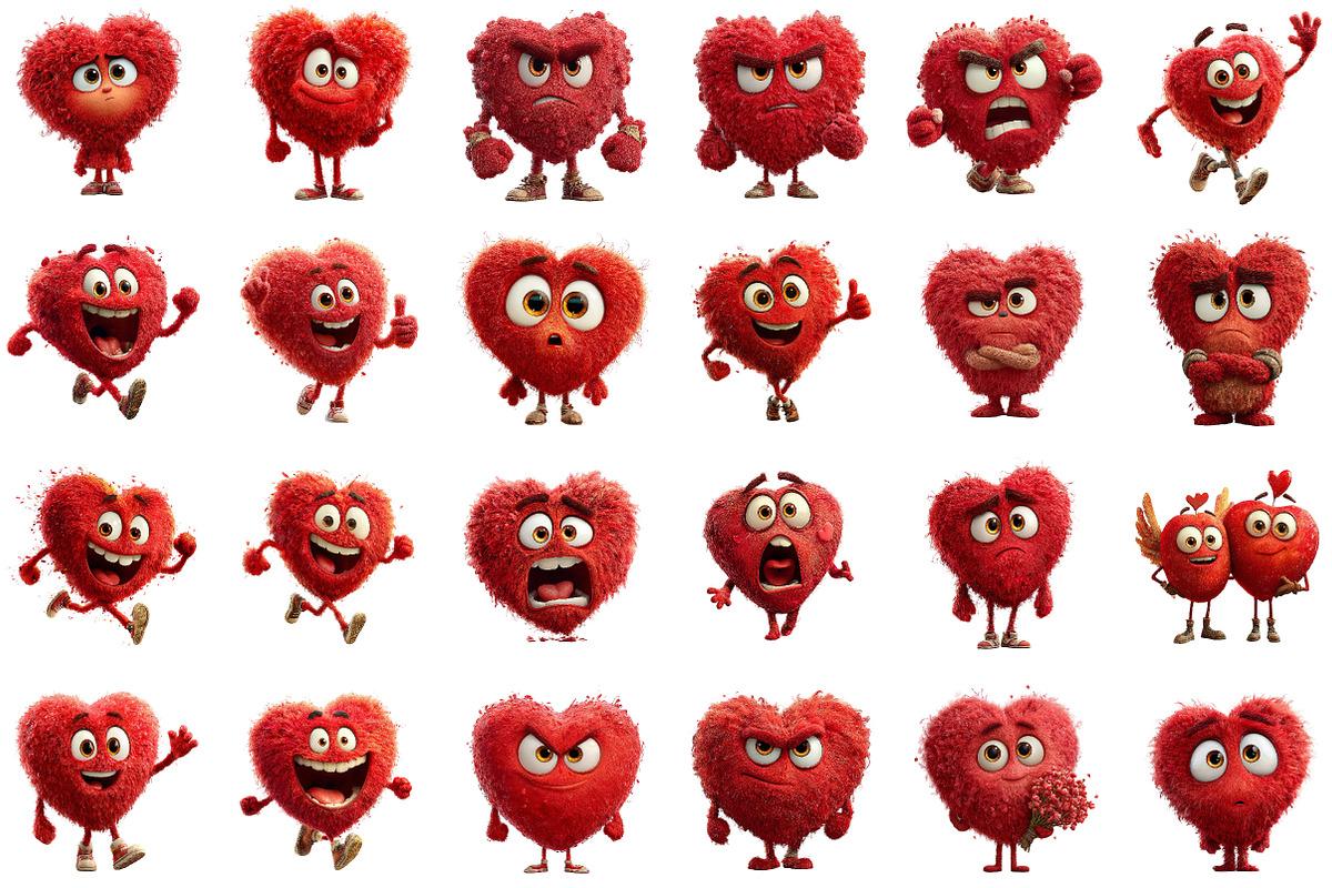 Quirky Valentine's Heart Clipart, an Illustration by DreamCafeArt (Photo 2 of 6)
