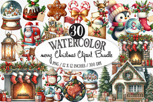 Merry Christmas Clipart, an Illustration by Designking