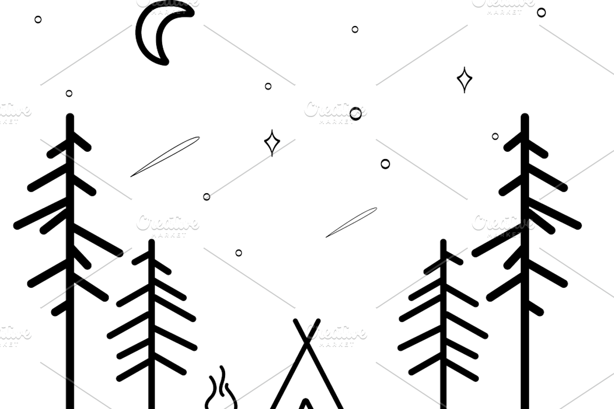 Outline Camping Labels + Elements, a Background Graphic by 2dvillShop (Photo 11 of 13)