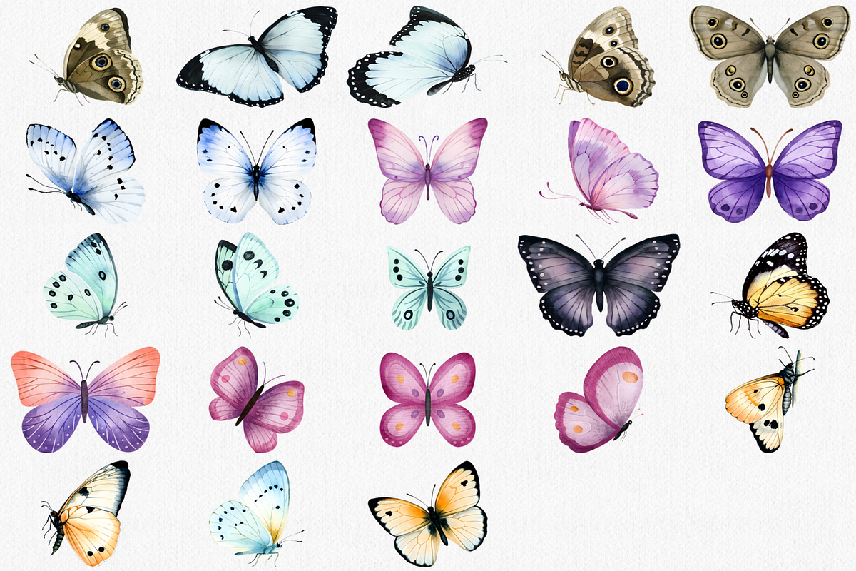 Watercolor Butterfly Clipart Set, an Animal Illustration by CropUp Creative (Photo 3 of 4)