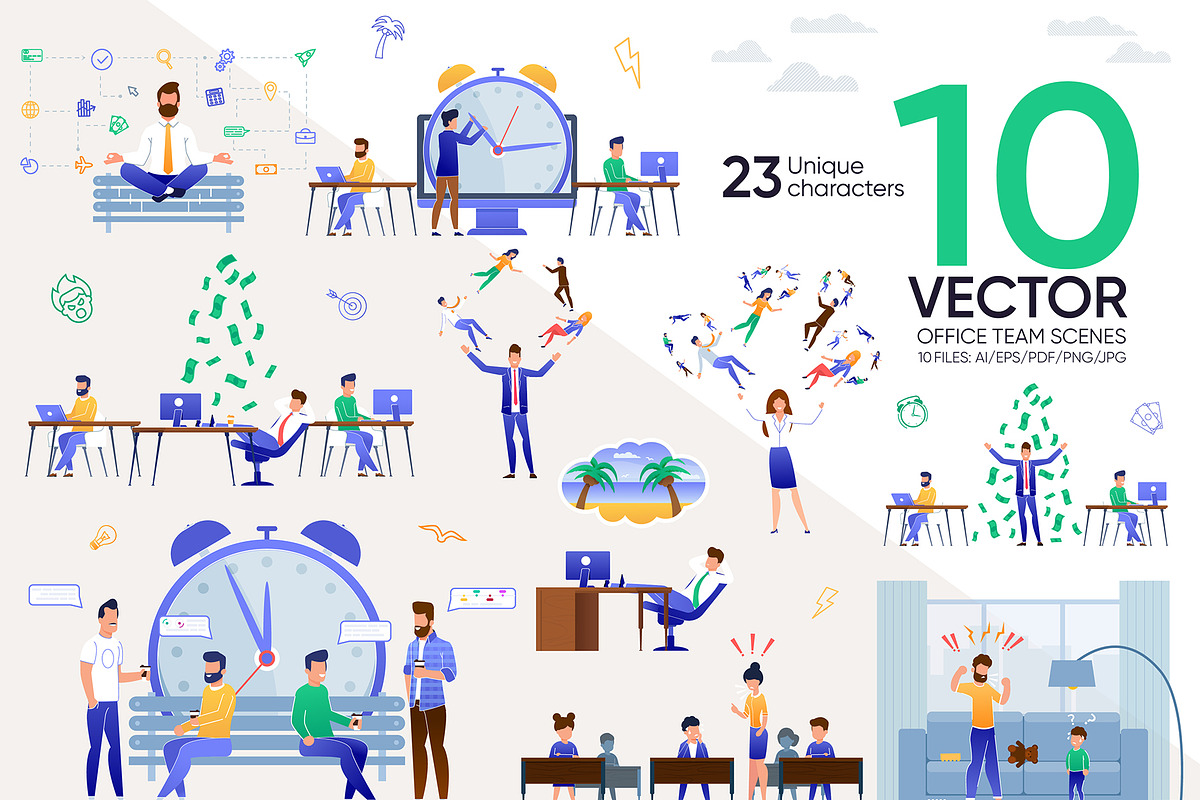 Office Team Vector Scenes, an Education Illustration by PavelVinnik (Photo 1 of 3)