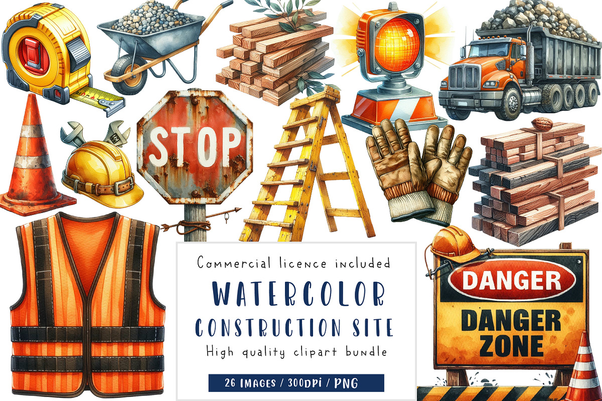 Construction Site Watercolor, an Illustration by CreationArt (Photo 1 of 5)