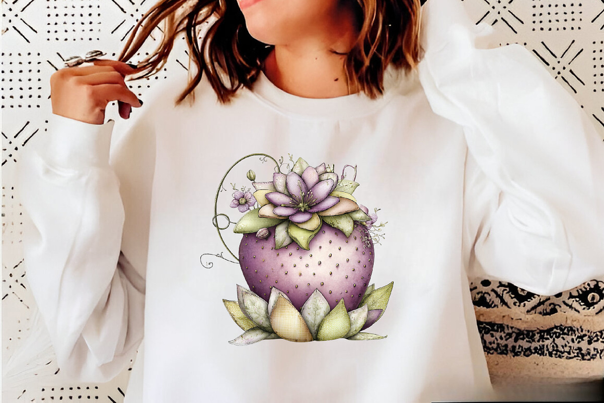Whimsical Spring Strawberry Clipart, an Illustration by SVGArt (Photo 2 of 9)