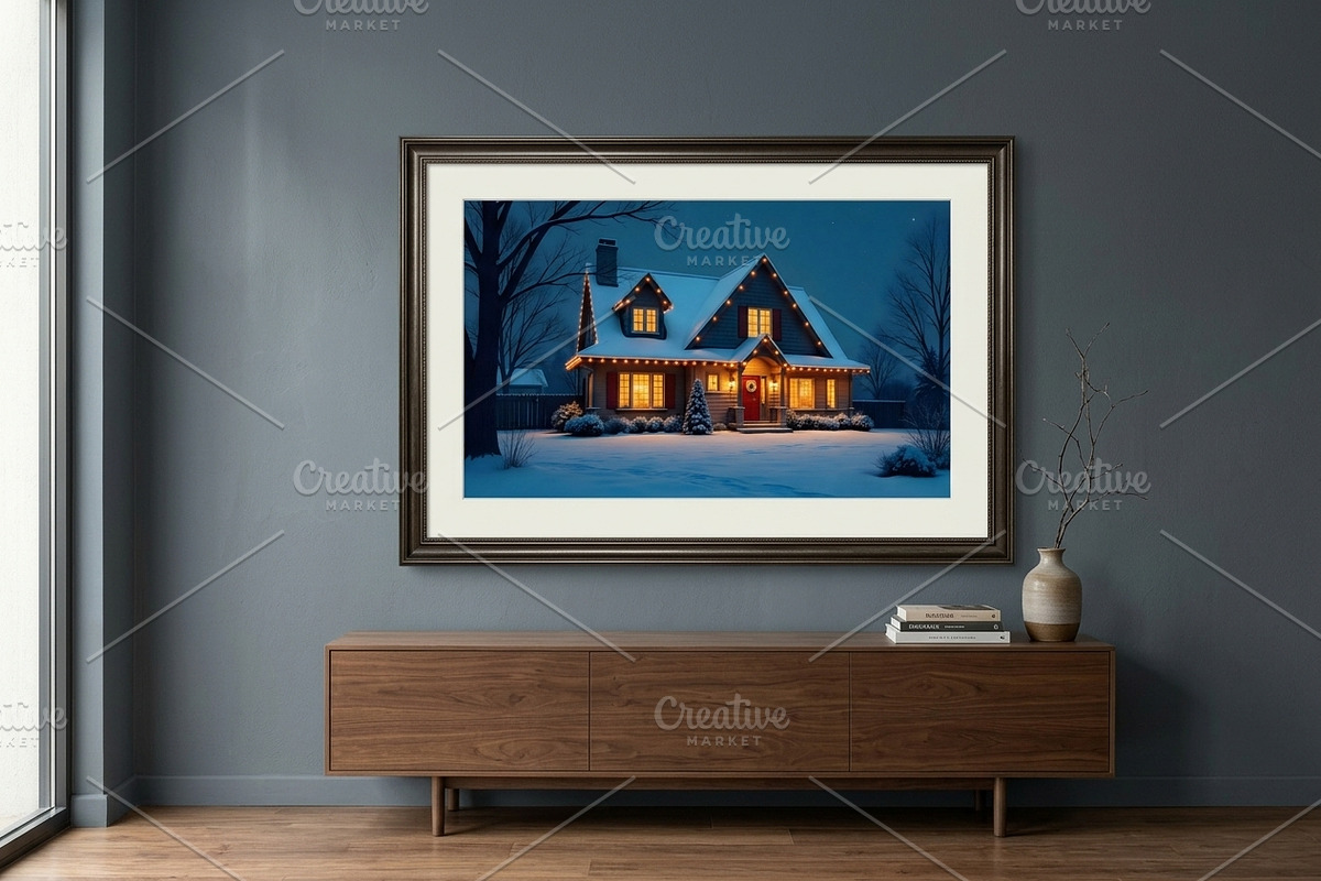 Cozy Winter House Night Background, a Holiday Photo by Aura Canyon HQ (Photo 4 of 7)