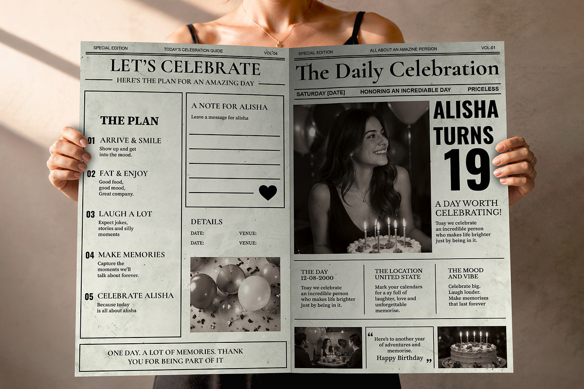 Birthday Newspaper Print Template, a Magazine Template by Shajib Shikder (Photo 3 of 10)