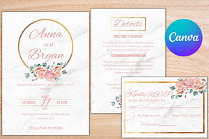 Floral Wedding Invitation Template, an Invitation Template by Talentex Invitations