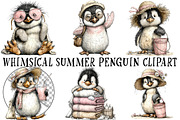 Whimsical Summer Penguin Clipart, an Illustration by OK Design (Thumbnail 2 of 6)