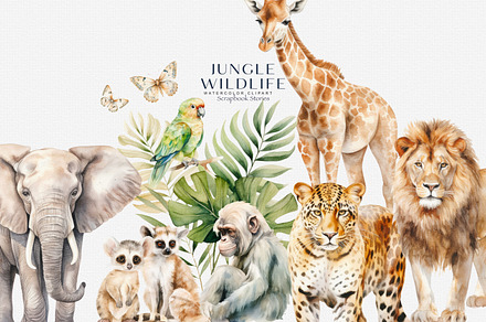watercolor jungle wildlife clipart