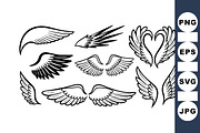 Angel Wings Line Art Set, an Illustration by designvectx (Thumbnail 1 of 3)