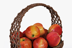 Wicker Basket 04 Set With Apples