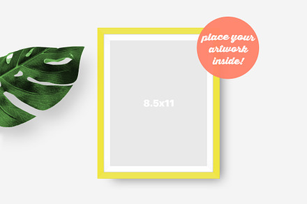 Frame Mockup with Monstera Leaf