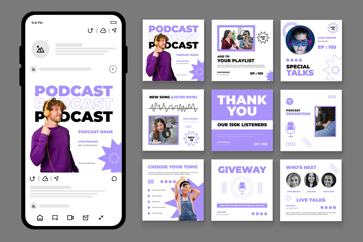 Podcast Live Social Media Post, a Social Media Template by CreativeShaper (Photo 1 of 3)