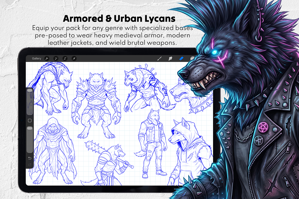 Werewolf Maker Procreate Stamps, a Brush Add-On by Selentaori Studio (Photo 9 of 12)