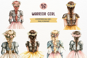 Watercolor Warrior Princess Girl PNG, a Person Illustration by SugarCloudStudioArt