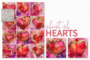 Vibrant Ink Hearts, a Decorative Illustration by rileyBgraphics