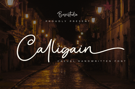 Calligain Handwritten Font, a Handwritten Font by Basnistudio