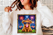 Hand Drawn 4th of July Highland Cow, an Illustration by CreationArt (Thumbnail 2 of 6)