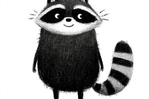 Cute raccoon doodle illustration isolated on white background, an Animal Photo by José Manuel Gelpi