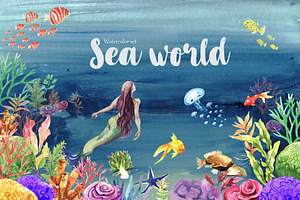 Sea World Watercolor Clipart