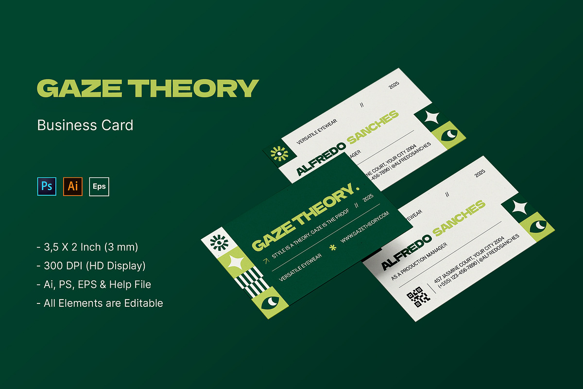 Gaze Theory - Business Card, a Business Card Template by StreaksideStd (Photo 1 of 3)