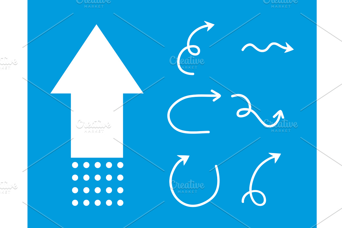 seven white arrows, an Object Illustration by studiogstock