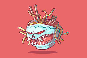 Monster Ramen!, a Food Illustration by pedrors