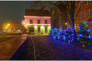 Christmas Lights in Warsaw Old Town, an Architecture Photo by kavalenkava