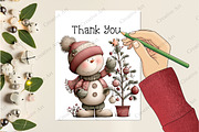Watercolor Christmas Snowman Clipart, an Illustration by Creative Art (Thumbnail 7 of 10)