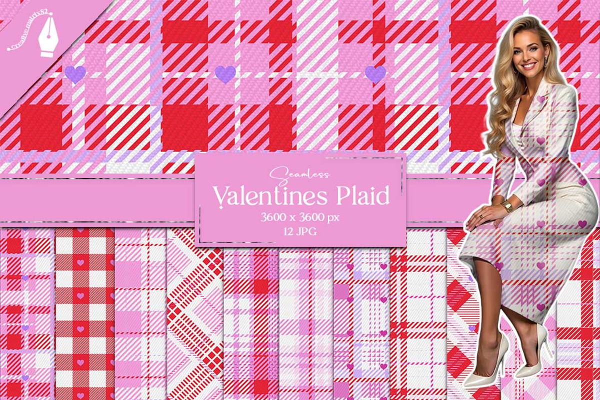 Seamless Valentine Plaid Textures, a Texture Graphic by Creative Matrix82 (Photo 1 of 5)