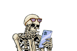 Pop Art Retro Skeleton with glasses, a Technology Illustration by studiostoks