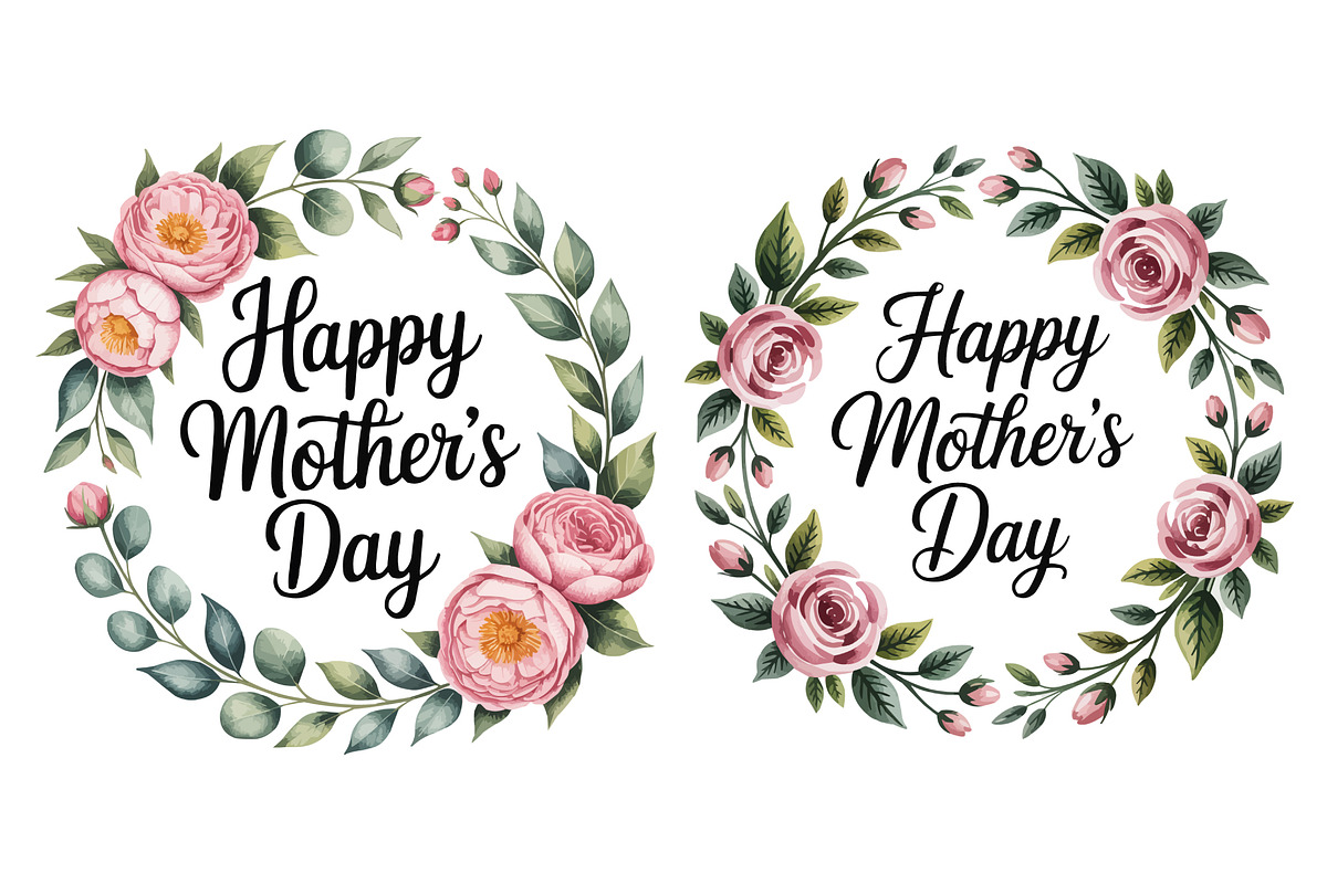 Floral wreaths celebrate Mother'sDay, a Decorative Illustration by himelgfx (Photo 5 of 5)