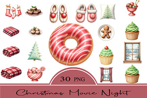 Christmas Movie Night Clipart, an Illustration by CrexoraLab