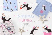 Christmas Puffins Clipart & Patterns, an Animal Illustration by danceyourlife (Thumbnail 1 of 7)