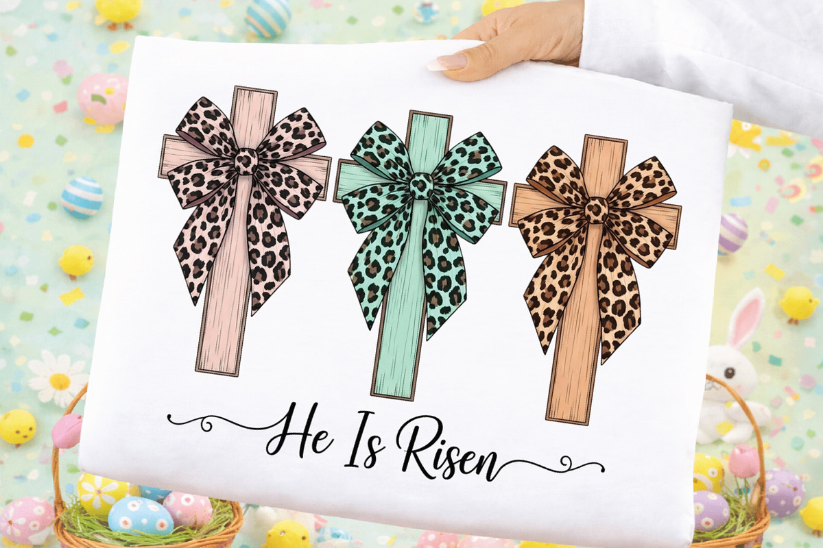 He is Risen, Easter Crosses with Bow, an Illustration by Black Bird Studio (Photo 1 of 3)