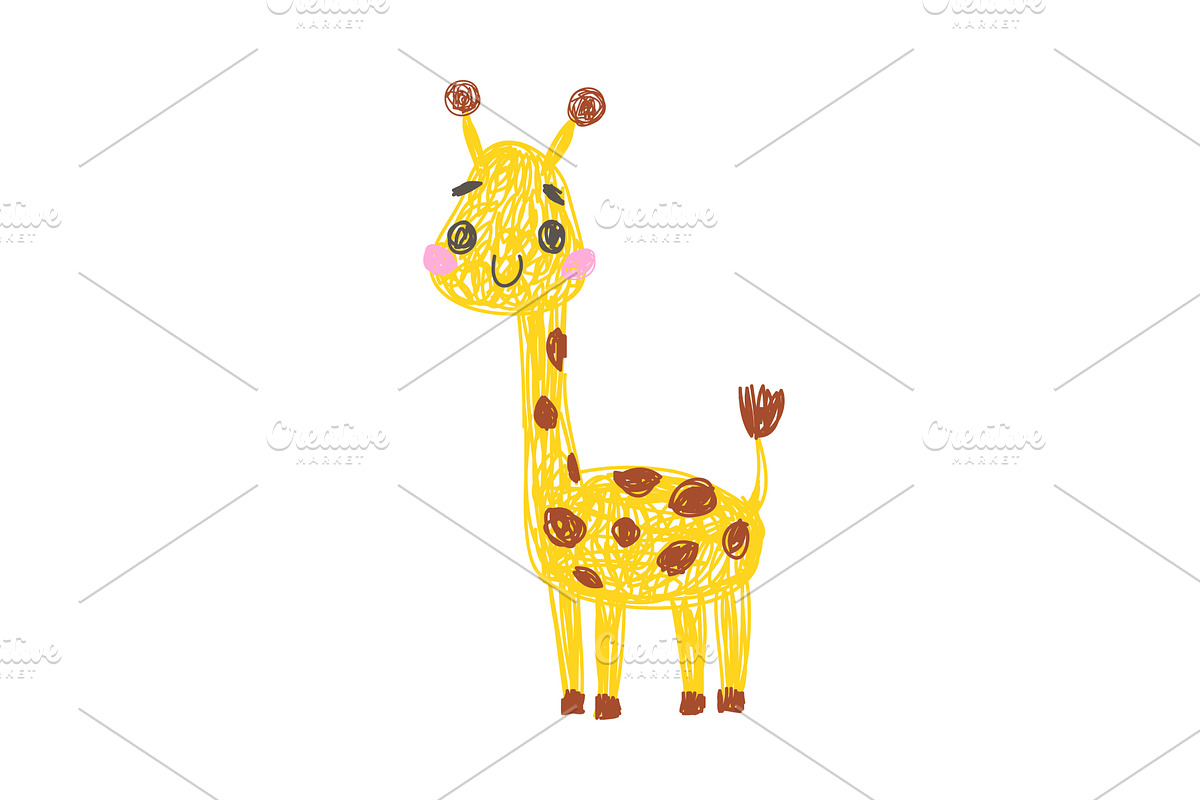 Giraffe as Kids Doodle Simple Hand, an Illustration by TopVectors