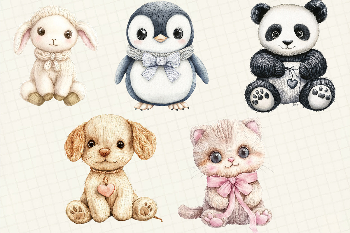 Vintage Knitted Plush Baby Animals, an Illustration by OK Design (Photo 3 of 5)