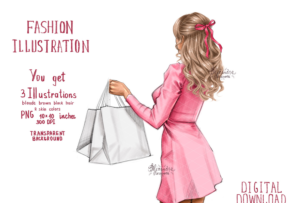 Fashion Girl Spring Pink Dress, a Person Illustration by BigArtLab (Photo 1 of 5)