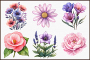 Lavender & Pink Flowers Watercolor, an Illustration by Sublimation Artist (Thumbnail 3 of 6)