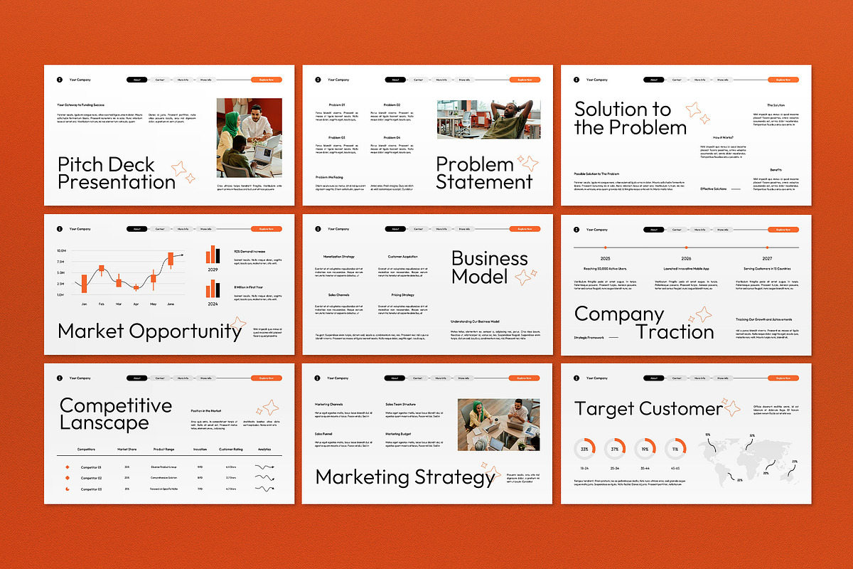 White Modern Pitch Deck Keynote, a Presentation Template by graphicook