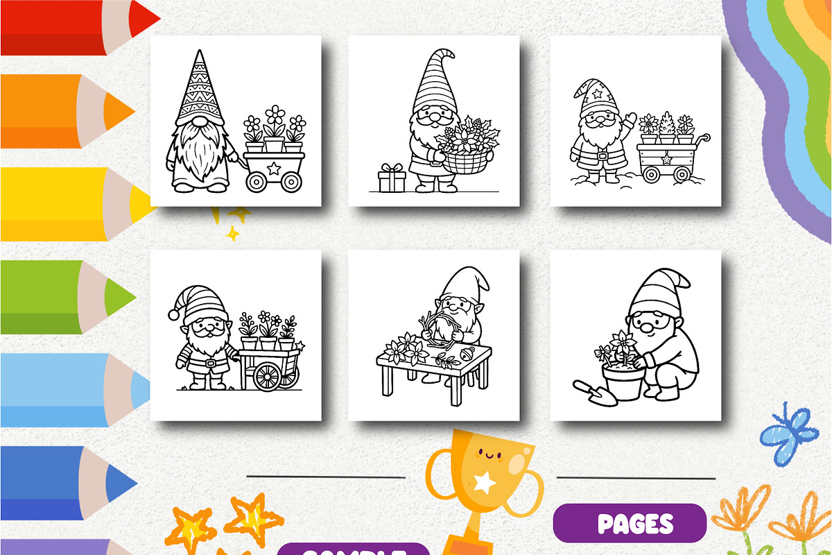 Christmas Gnome Flower Shop Coloring, a Seasonal Illustration by Design Zone (Photo 3 of 5)