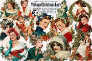Vintage Christmas Lady Clipart Bund, an Illustration by SVGArt (Thumbnail 1 of 8)
