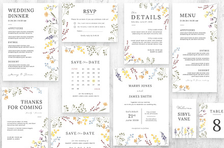 Simple Floral Wedding Invitation Set, an Invitation Template by BrandPacks