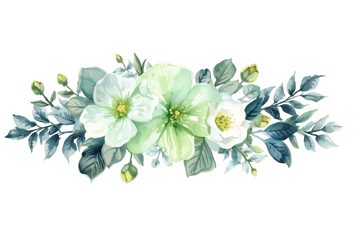 Elegant Green Floral Set, an Illustration by Designs_River (Photo 3 of 11)