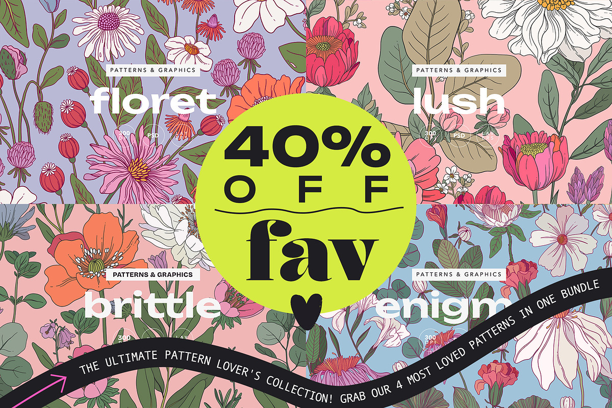 Elegant Floral Patterns: Botanical, a Pattern Graphic by likorbut (Photo 1 of 21)